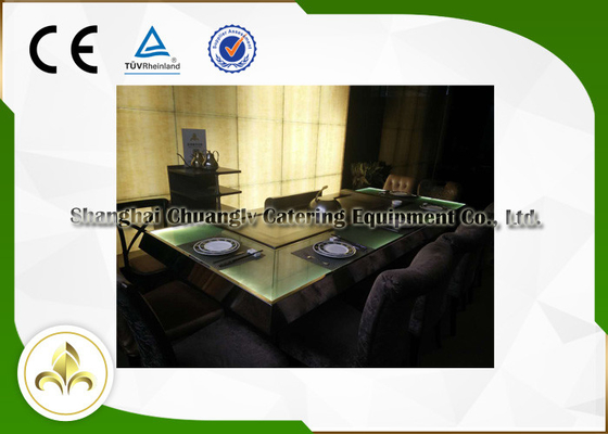 comprar A armação de aço elétrica leve verde da grade comercial de vidro de Teppanyaki da tabela personalizou online manufacture