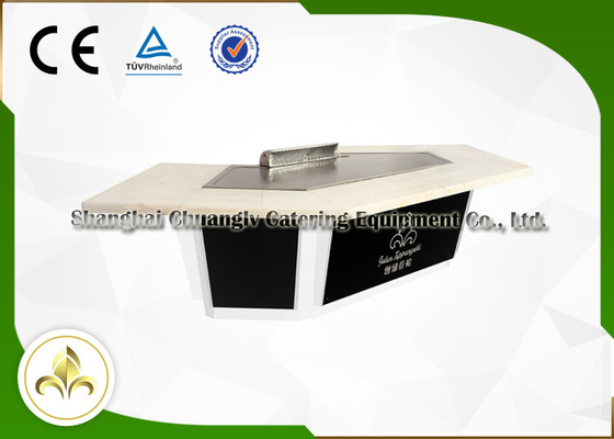 comprar O gás Teppanyaki da montanha da neve chapeia a grade de jantar japonesa construída no ventilador de ar online manufacture