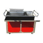 GREENARK TO29 Stainless Steel Red Mobile Teppanyaki Grill Table - Electromagnetic