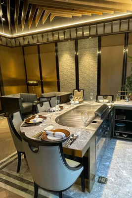 comprar A exaustão superior das emanações de 10 assentos oval dá forma ao aquecimento elétrico da tabela japonesa da grade de Teppanyaki online manufacture