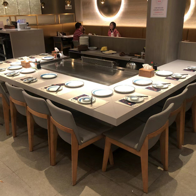 comprar Grade feita sob encomenda do tampo da mesa de Teppanyaki, grade do assado de 9 Seat Teppanyaki para o vegetal do marisco dos peixes online manufacture