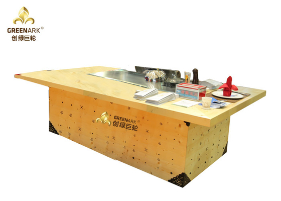 comprar Comprimento da tabela 2400mm da grade de Teppanyaki do retângulo do aquecimento de indução da cor do ouro Fabricação em linha