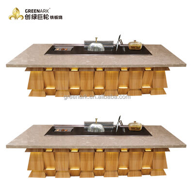 comprar Fan Shape Commercial Electric Hibachi Cooktop Teppanyaki Grill Table with 450*400mm Cook Area and ISO 9001-2008 Certification Fabricação em linha