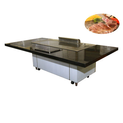 comprar Stainless Steel 304 Teppanyaki Grill Table with 500*380mm Heating Area and Customized Color for Commercial Restaurants Fabricação em linha