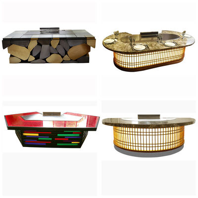 comprar Mesa de Grelha Teppanyaki Personalizada em Formato de Leque para 11 Lugares com Área de Cozimento de 500*380mm para Restaurantes e Hotéis Comerciais Fabricação em linha