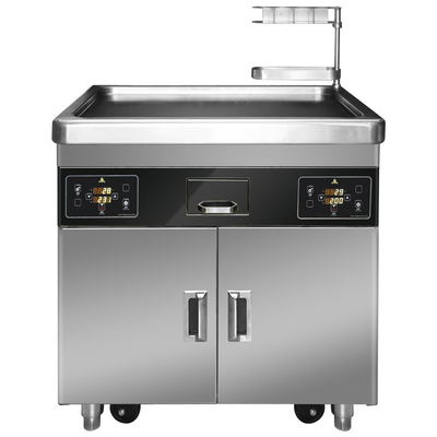 Tabela móvel multifuncional da grade de Teppanyaki da cozinha comercial com fornalha dobro