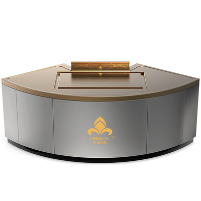 Tabela de Teppanyaki de cobre em forma de ventilador Tabela de Teppanyaki pode ser personalizada em tamanho e método de escape de fumaça (de acordo com as necessidades) grelhahibachi