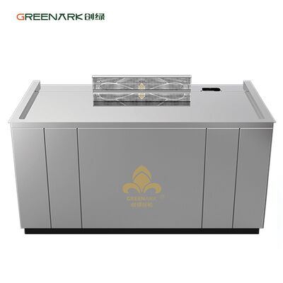 Mesa de Grelha Teppanyaki Personalizada de Aço Liga Alimentar de 20mm de Espessura com 8000W de Potência e Sistema de Triplo Fluxo de Ar