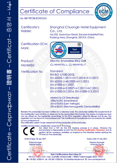 China Shanghai Chuanglv Catering Equipment Co., Ltd Certificações